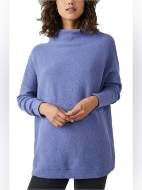 Free People Cozy Mock Neck Sweater in Lavender Blue